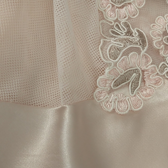 Pink Negligie Sexy Nightgown Feminine Blush Embroidered Mesh Adjustable Straps - Picture 11 of 11